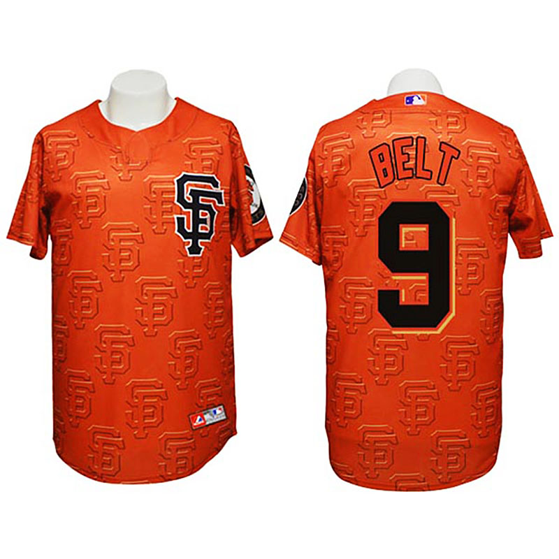 San Francisco Giants #9 Brandon Belt Authentic 3D Fashion Orange Jersey