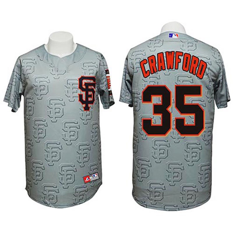 San Francisco Giants #35 Brandon Crawford Authentic 3D Fashion Grey Jersey