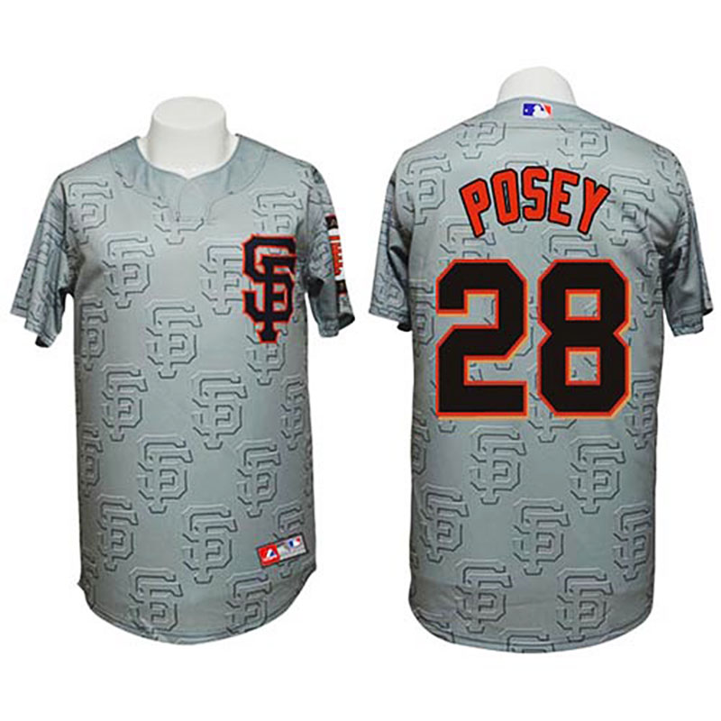 San Francisco Giants #28 Buster Posey Authentic 3D Fashion Grey Jersey