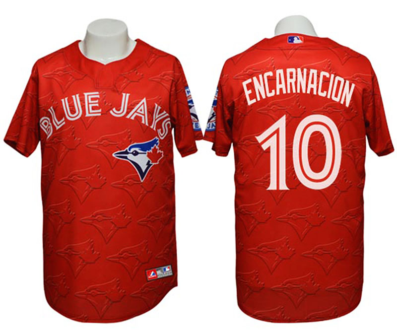 Jays #10 Edwin Encarnacion 3D Watermark Edition Red Jersey