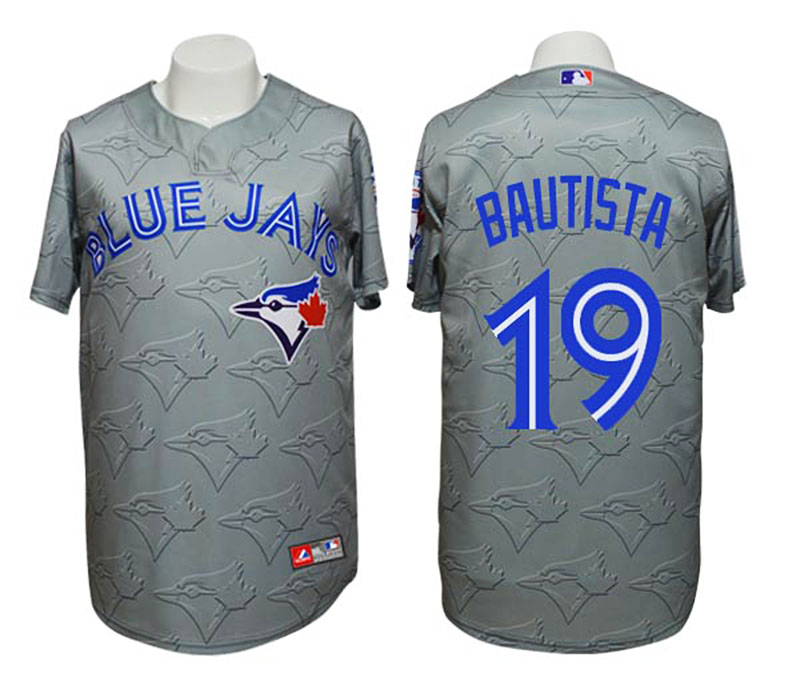 Jays #19 Jose Bautista 3D Watermark Edition Gray Jersey