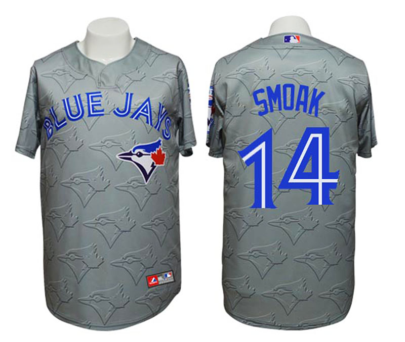 Jays #14 Justin Smoak 3D Watermark Edition Gray Jersey