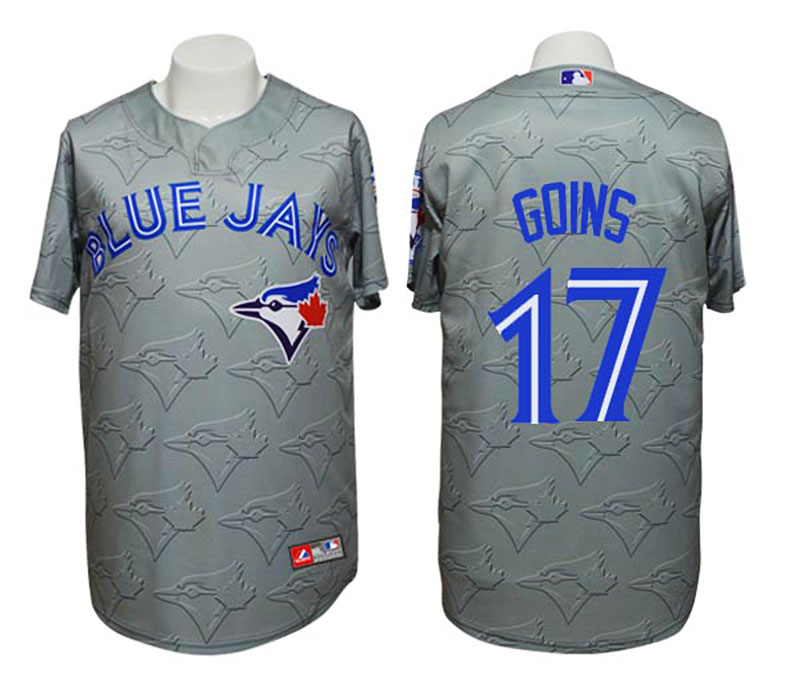 Jays #17 Ryan Goins 3D Watermark Edition Gray Jersey