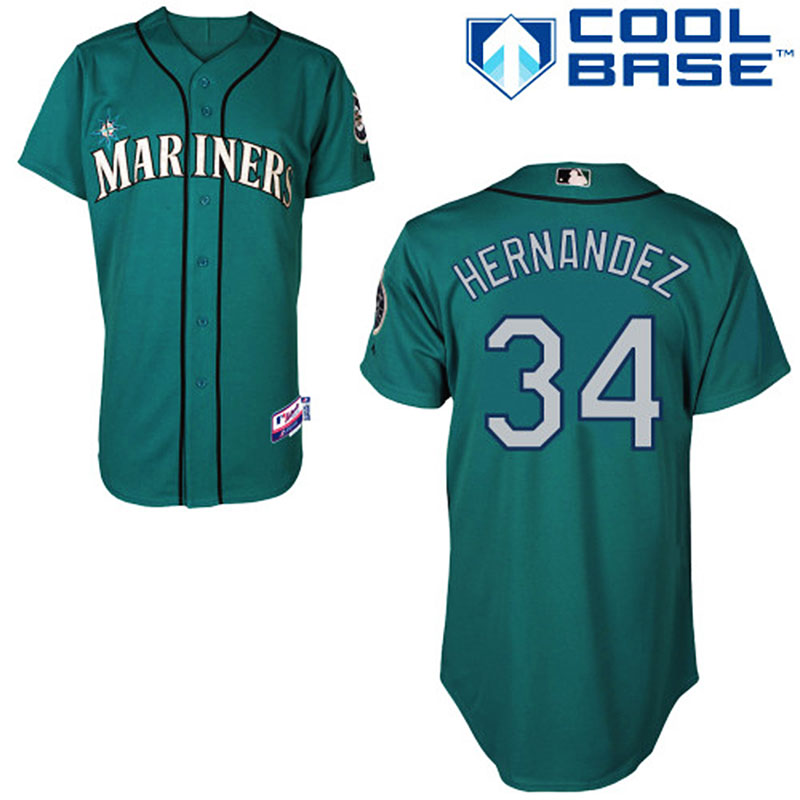 Seattle Mariners #34 Felix Hernandez Cool Base Authentic Green Jersey