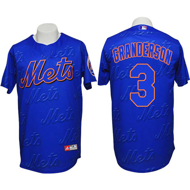 New York Mets #3 Curtis Granderson Authentic 3D Fashion Blue Jersey