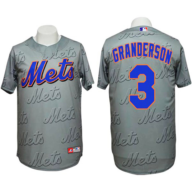 New York Mets #3 Curtis Granderson Authentic 3D Fashion Grey Jersey