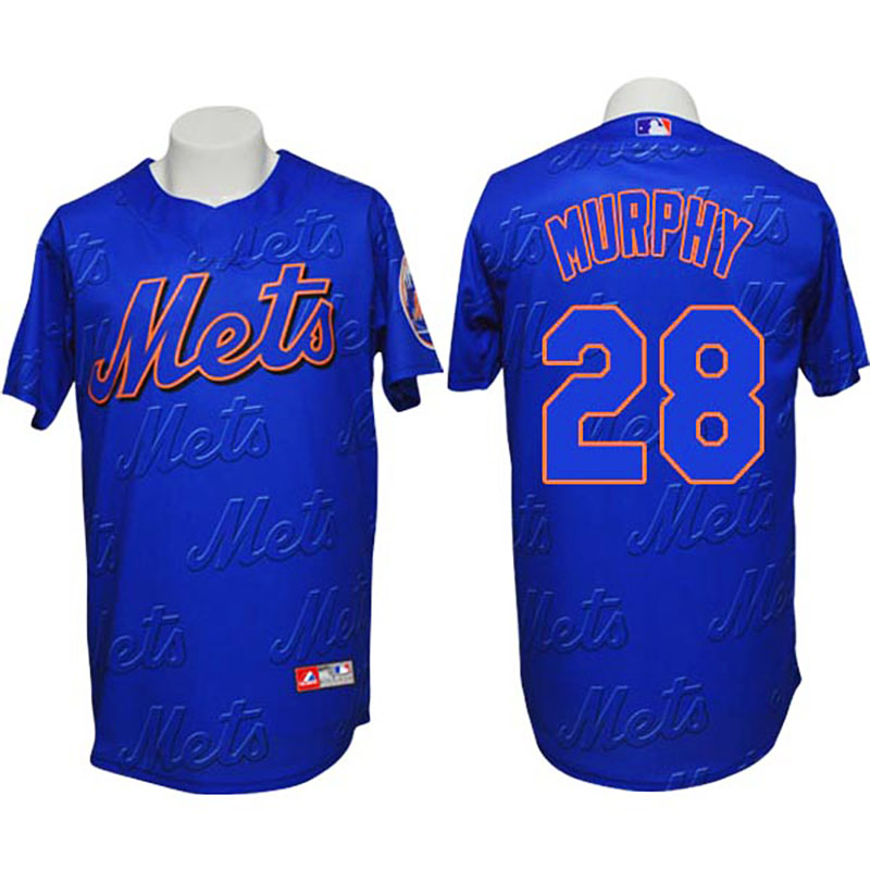 New York Mets #28 Daniel Murphy Authentic 3D Fashion Blue Jersey