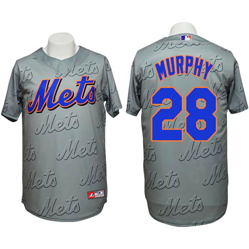 New York Mets #28 Daniel Murphy Authentic 3D Fashion Grey Jersey