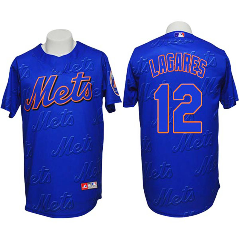 New York Mets #12 Juan Lagares Authentic 3D Fashion Blue Jersey