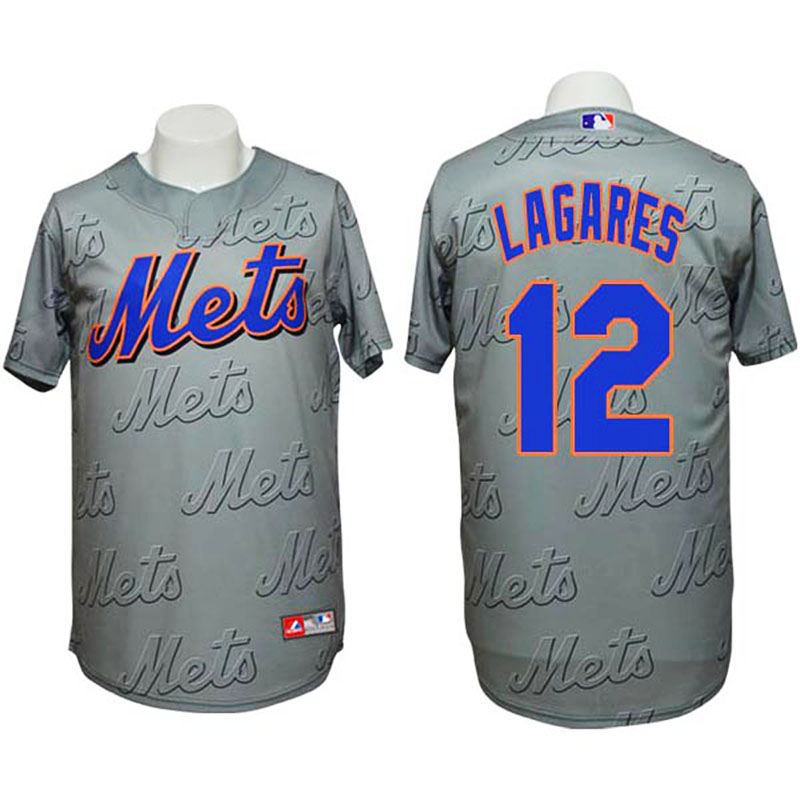 New York Mets #12 Juan Lagares Authentic 3D Fashion Grey Jersey