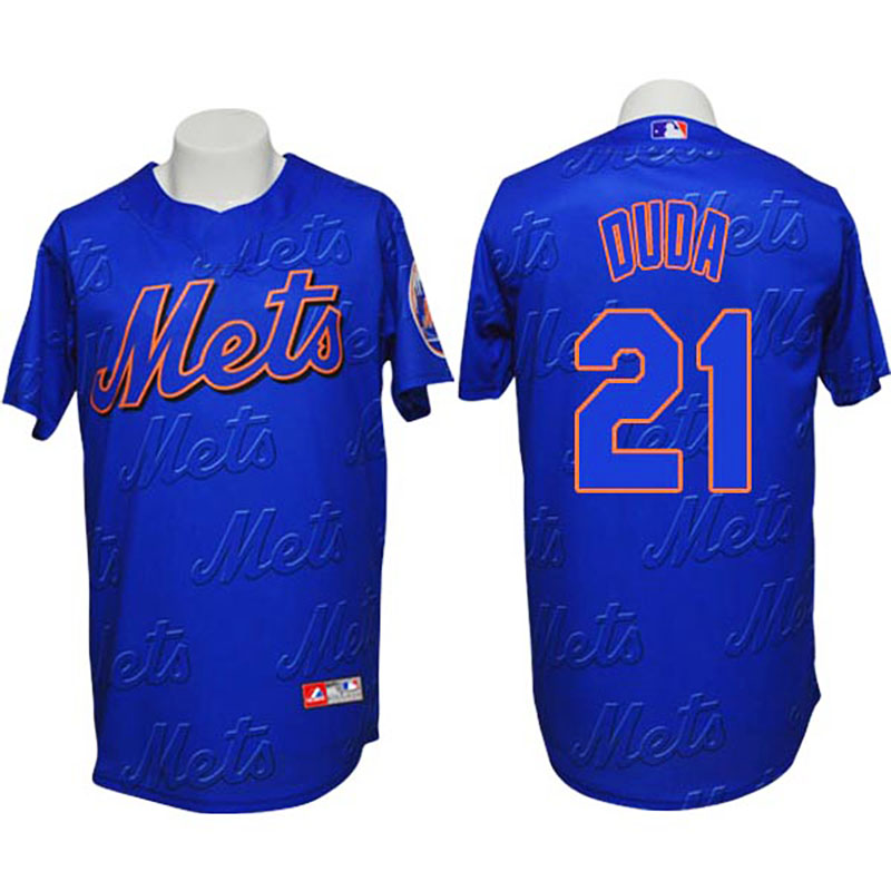 New York Mets #21 Lucas Duda Authentic 3D Fashion Blue Jersey