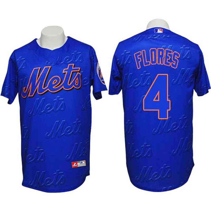 New York Mets #4 Wilmer Flores Authentic 3D Fashion Blue Jersey