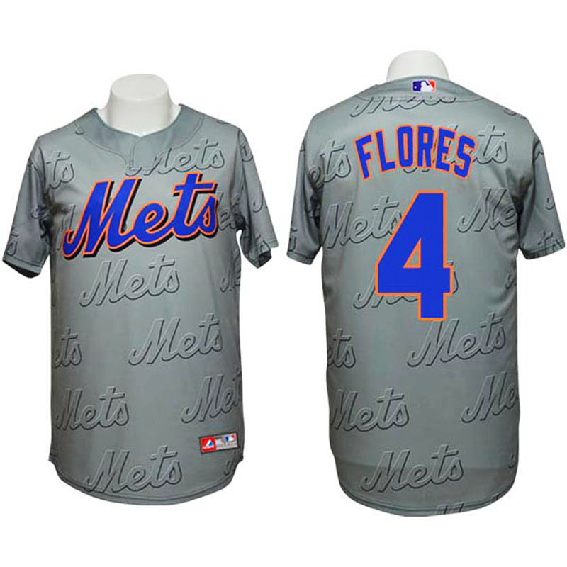 New York Mets #4 Wilmer Flores Authentic 3D Fashion Grey Jersey