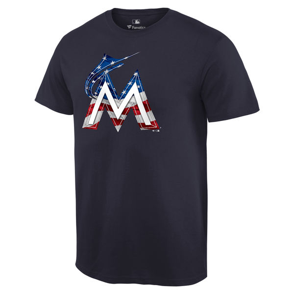 Miami Marlins Navy Banner Wave Team T-Shirt