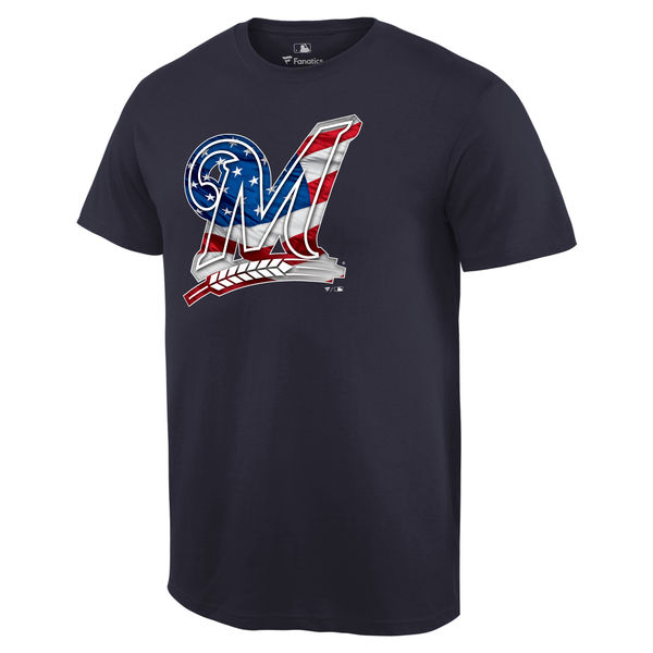 Milwaukee Brewers Navy Banner Wave Team T-Shirt