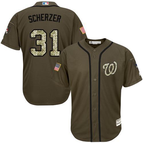 Washington Nationals #31 Max Scherzer Olive Camo Stitched Baseball Jersey