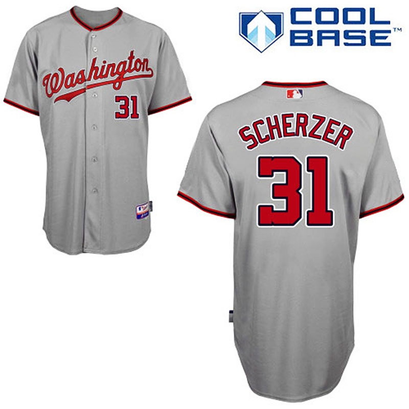 Washington Nationals #31 Max Scherzer Cool Base Authentic Gray Jersey