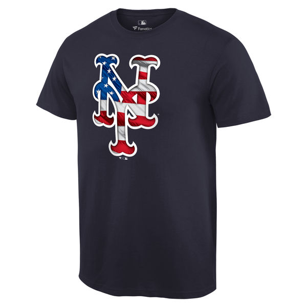 New York Mets Navy Banner Wave Team T-Shirt