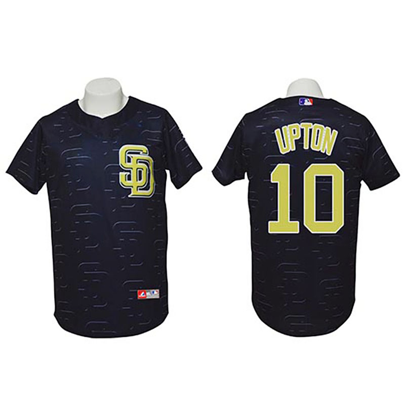 San Diego Padres #10 Justin Upton Authentic 3D Fashion Black Jersey