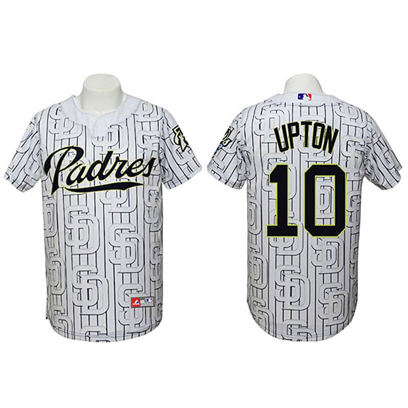 San Diego Padres #10 Justin Upton Authentic 3D Fashion White Jersey