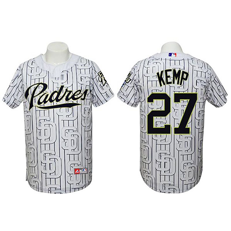 San Diego Padres #27 Matt Kemp Authentic 3D Fashion White Jersey