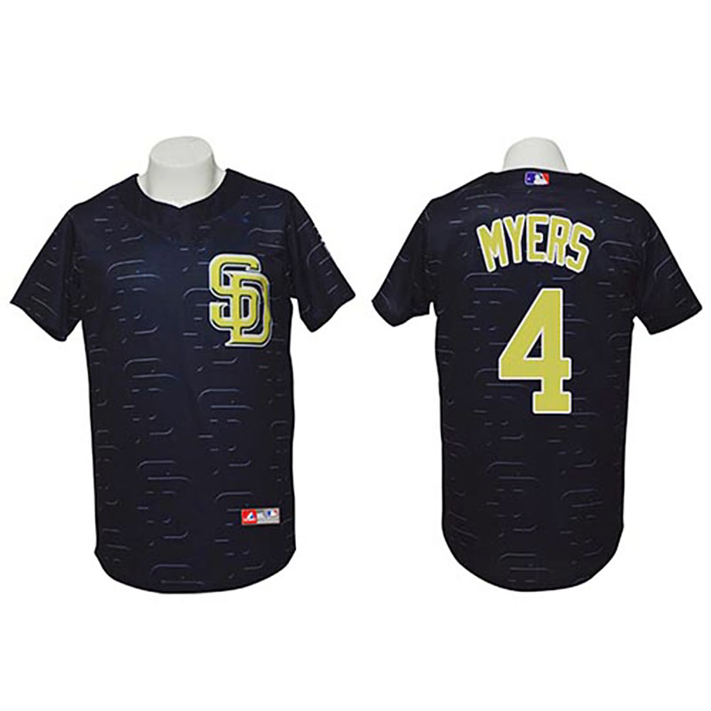 San Diego Padres #4 Wil Myers Authentic 3D Fashion Black Jersey