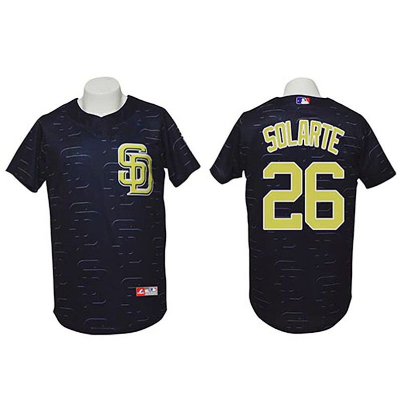 San Diego Padres #26 Yangervis Solarte Authentic 3D Fashion Black Jersey