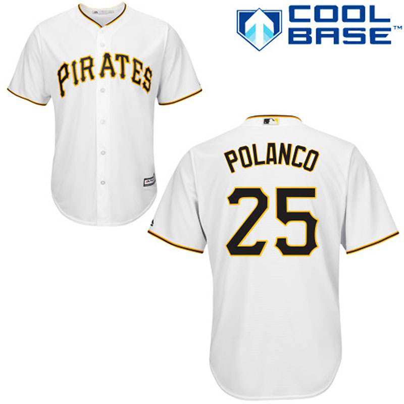 Pittsburgh Pirates #25 Gregory Polanco White Cool Base Home Jersey