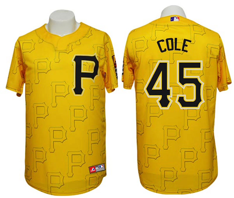 Pittsburgh Pirates #45 Gerrit Cole Conventional 3D Version Gold Jersey