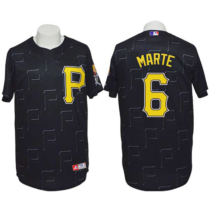 Pittsburgh Pirates #6 Starling Marte Conventional 3D Version Black Jersey