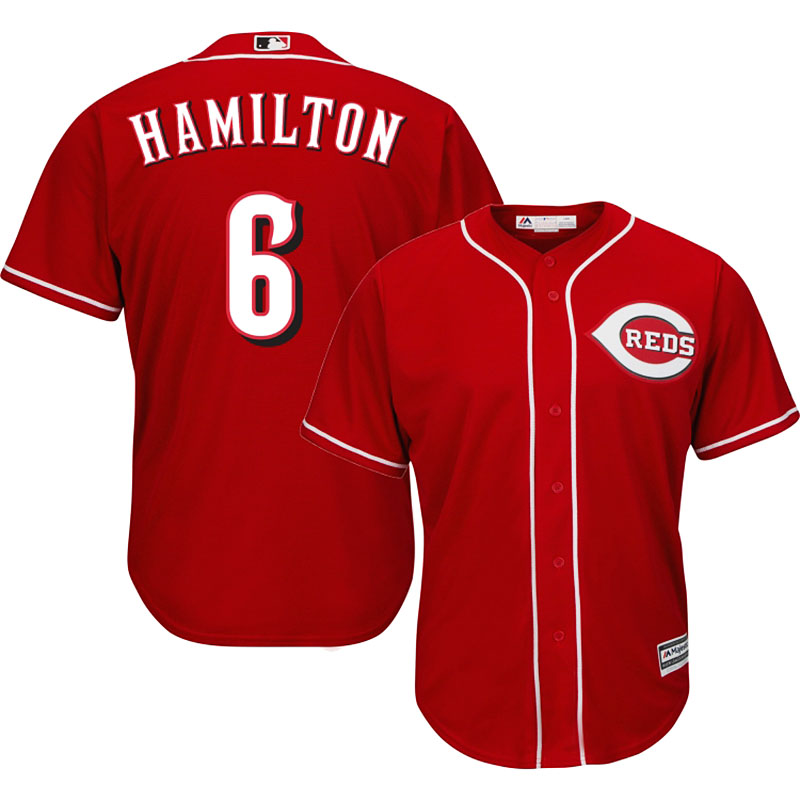 Cincinnati Reds #6 Billy Hamilton Red Cool Base Alternate Jersey