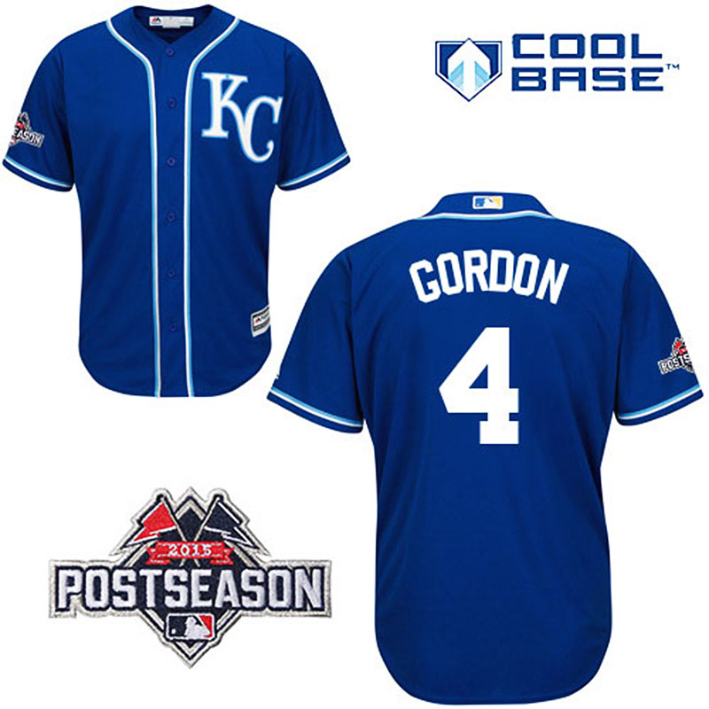 Kansas City Royals #4 Alex Gordon Blue Authentic Cool Base Alternate Jersey