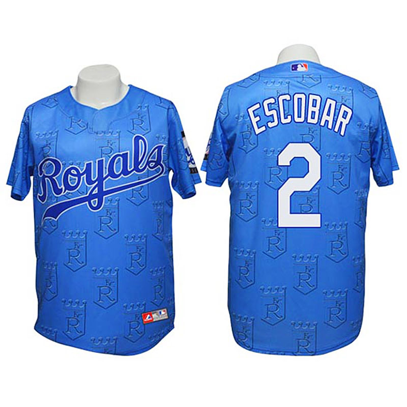 Kansas City Royals #2 Alcides Escobar Authentic 3D Fashion Blue Jersey