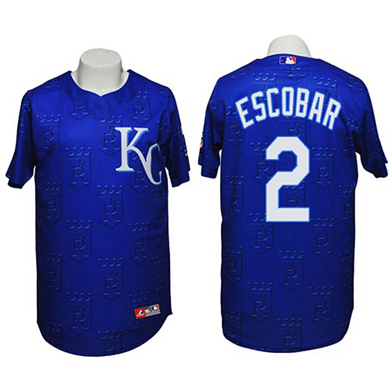 Kansas City Royals #2 Alcides Escobar Authentic 3D Fashion Navy Jersey