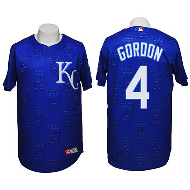 Kansas City Royals #4 Alex Gordon Authentic 3D Fashion Navy Jersey