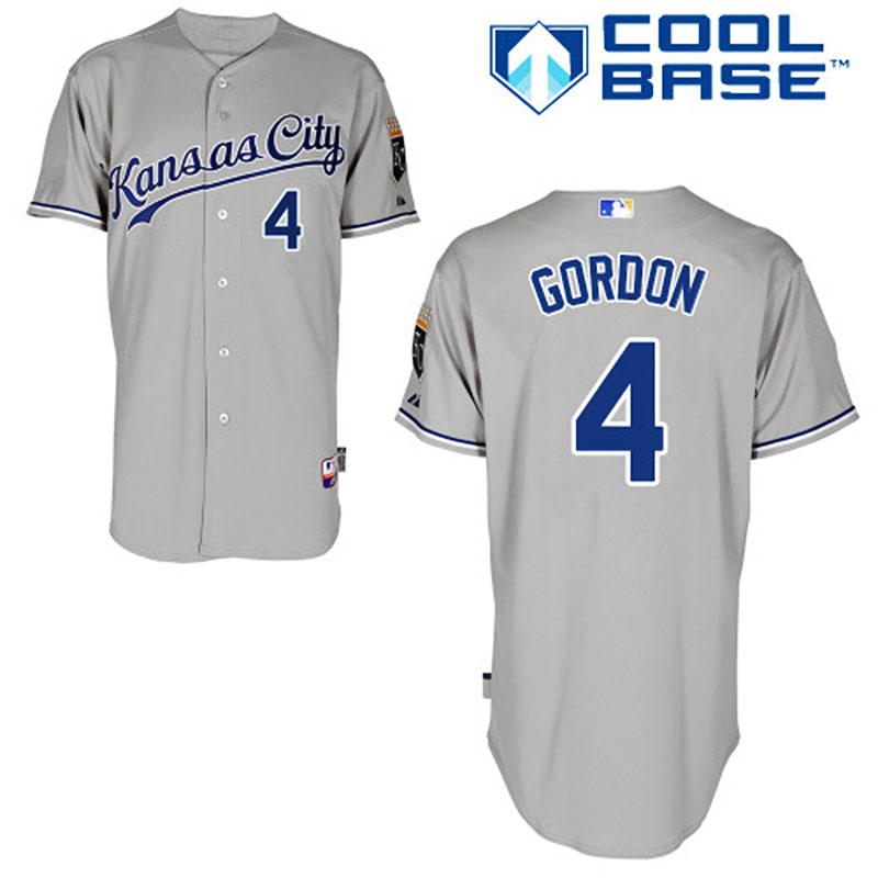 Kansas City Royals #4 Alex Gordon Cool Base Authentic Road Gray Jersey