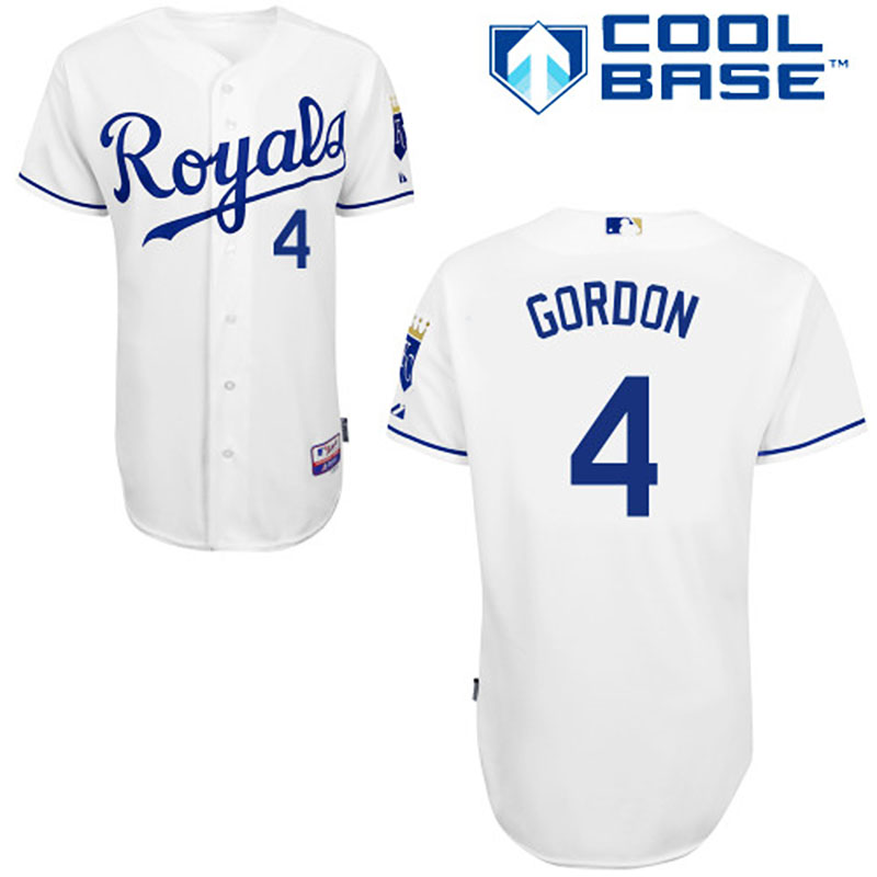 Kansas City Royals #4 Alex Gordon Cool Base Authentic Home White Jersey