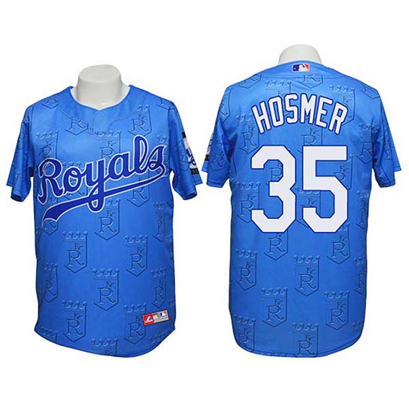 Kansas City Royals #35 Eric Hosmer Authentic 3D Fashion Blue Jersey