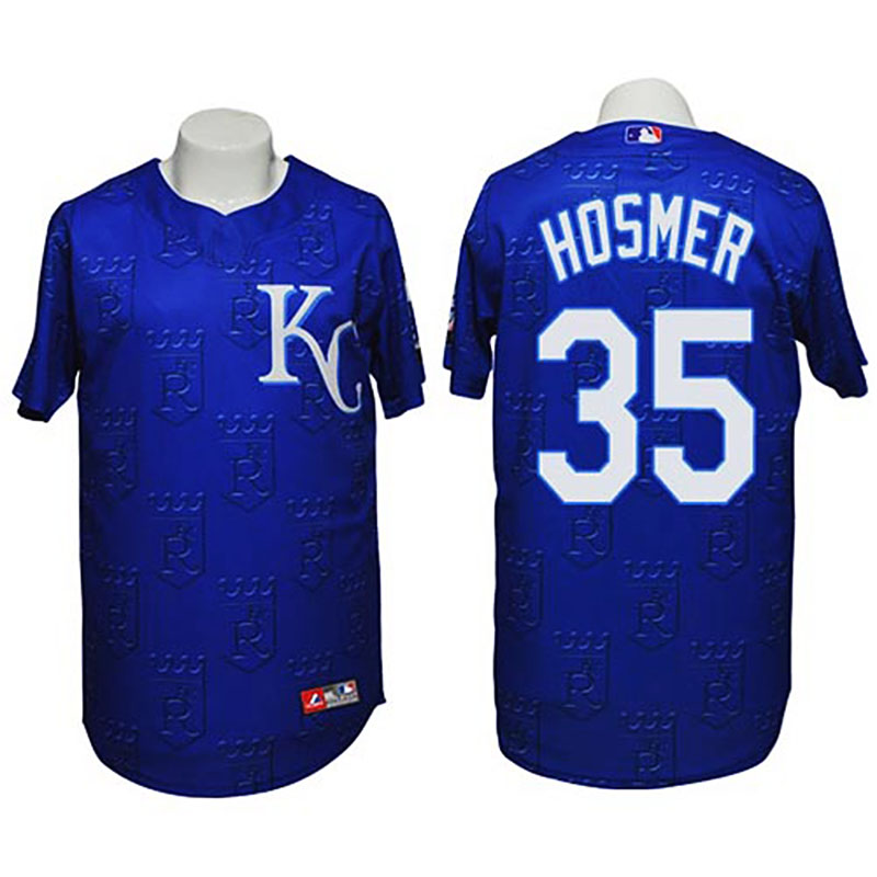 Kansas City Royals #35 Eric Hosmer Authentic 3D Fashion Navy Jersey