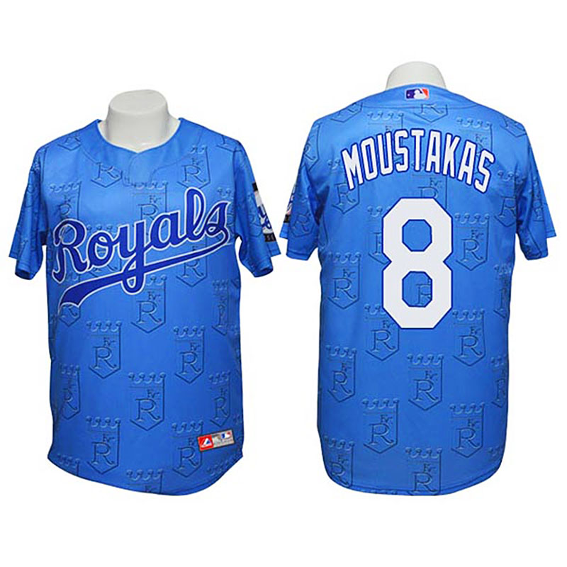 Kansas City Royals #8 Mike Moustakas Authentic 3D Fashion Blue Jersey