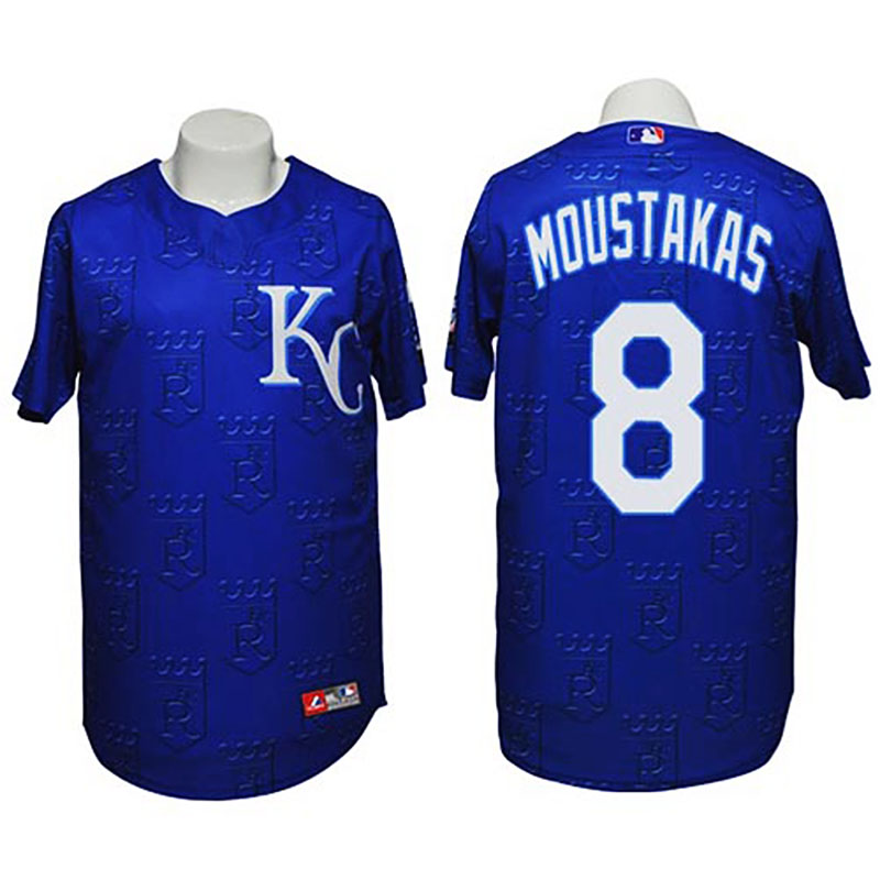 Kansas City Royals #8 Mike Moustakas Authentic 3D Fashion Navy Jersey