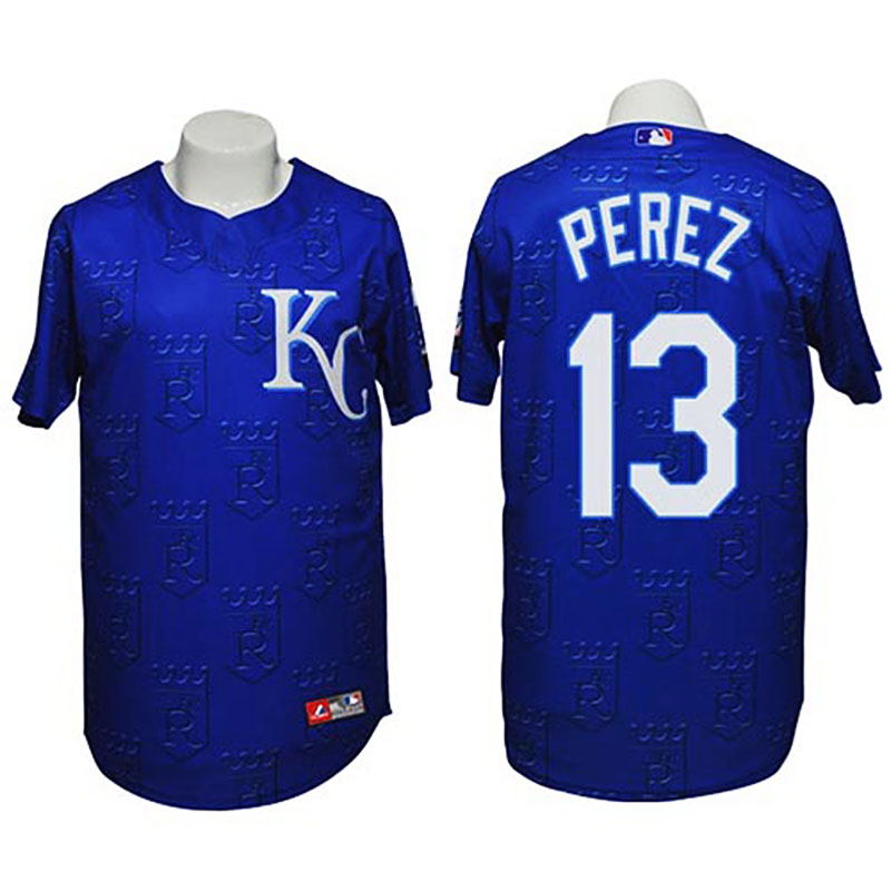 Kansas City Royals #13 Salvador Perez Authentic 3D Fashion Navy Jersey