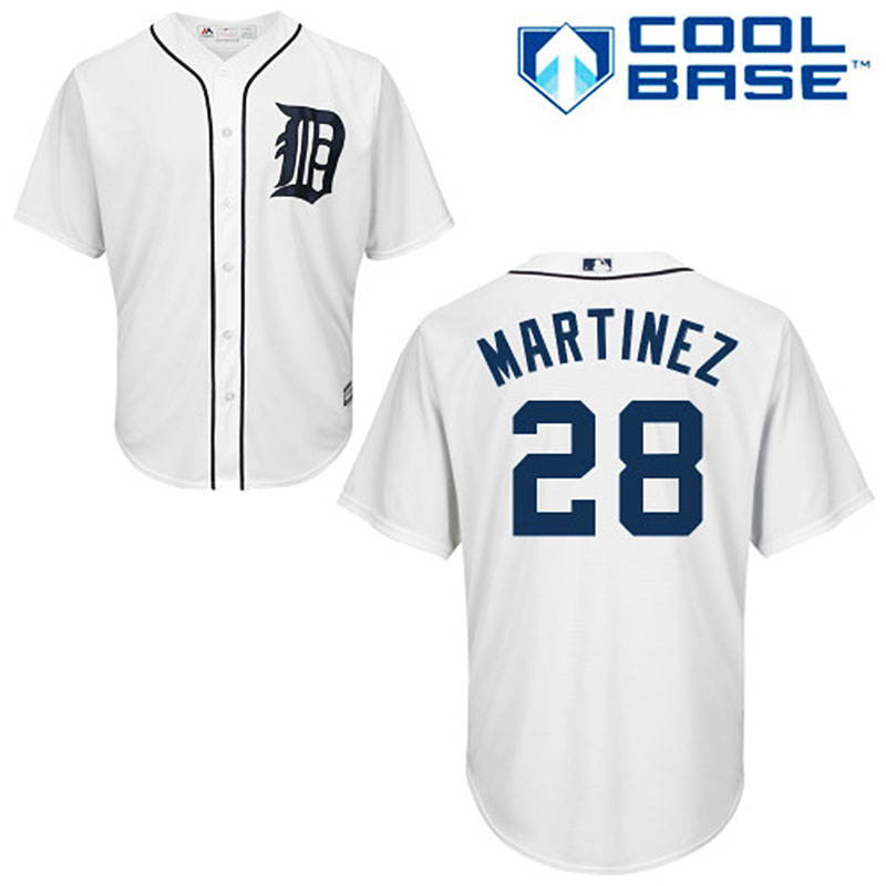 Detroit Tigers #28 J.D. Martinez White Cool Base Home Jersey