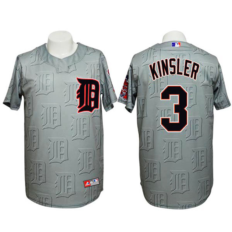 Detroit Tigers #3 Ian Kinsler Authentic 3D Fashion Grey Jersey