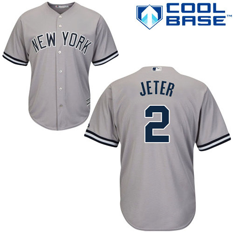 New York Yankees #2 Derek Jeter Gray Road Authentic Cool Base Jersey