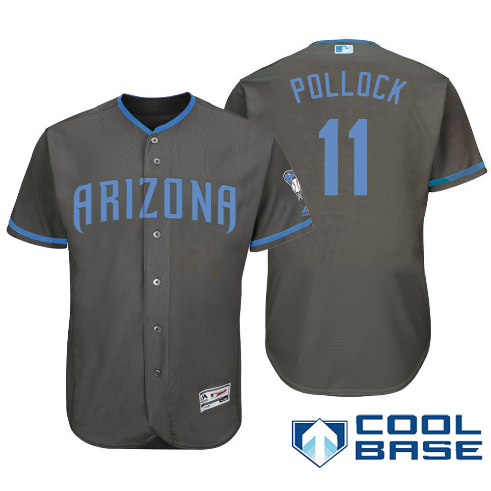 Arizona Diamondbacks #11 A.J. Pollock Majestic Gray Fashion 2016 Father's Day Cool Base Jersey