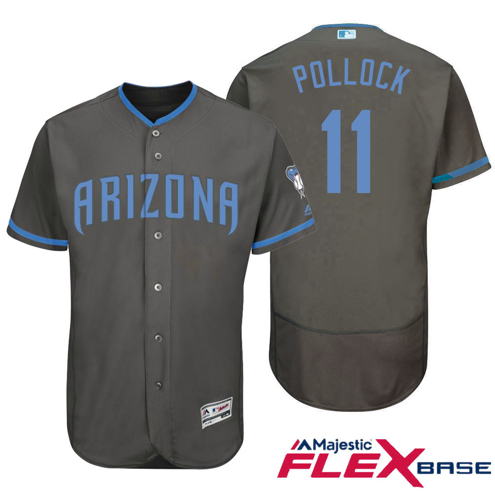 Arizona Diamondbacks #11 A.J. Pollock Majestic Gray Fashion 2016 Father's Day Flex Base Jersey