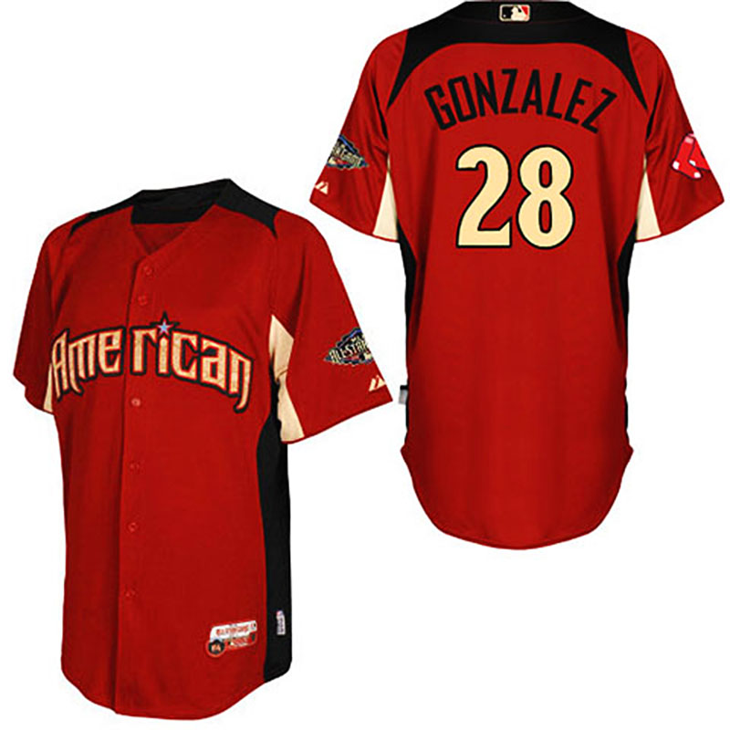 Boston Red Sox #28 Adrian Gonzalez American League 2011 All Star BP Red Jersey