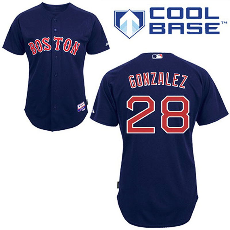 Boston Red Sox #28 Adrian Gonzalez Dark Blue Man Alternate Road Cool Base Jersey