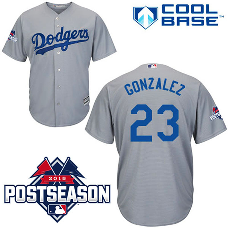 Los Angeles Dodgers #23 Adrian Gonzalez Gray Cool Base Road Jersey